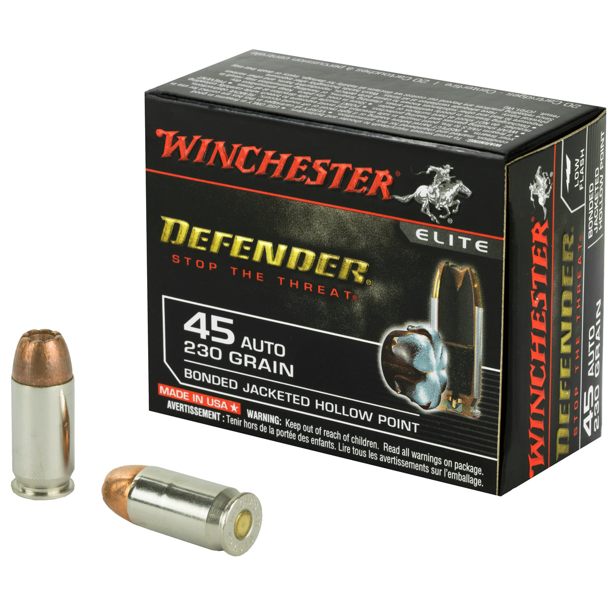 Winchester PDX1 Defender Bonded Jacket Hollow Point 230 Grain .45 ACP/Auto 920 fps 020892217898