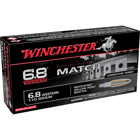 Winchester 6.8 Western Match 170 grain Sierra MatchKing Boat Tail Hollow Point ammunition