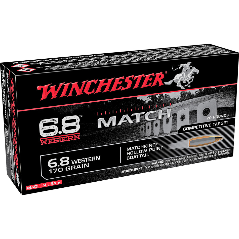 Winchester 6.8 Western Match 170 grain Sierra MatchKing Boat Tail Hollow Point ammunition