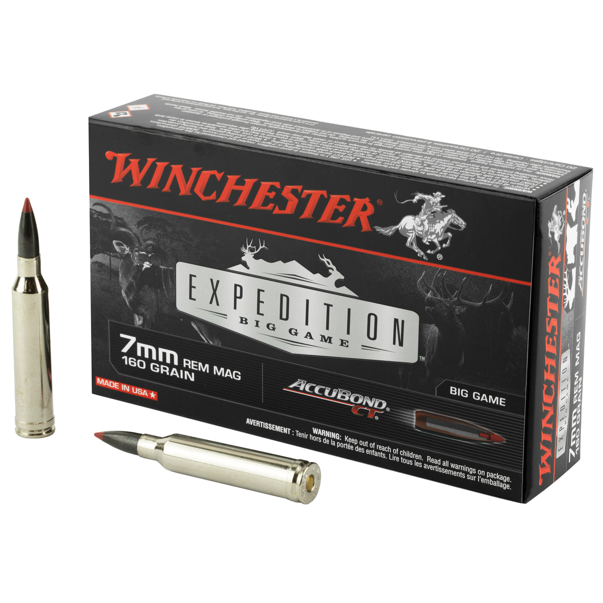 Winchester 7mm Remington Mag AccuBond CT 160 grain Polymer Tip ammunition