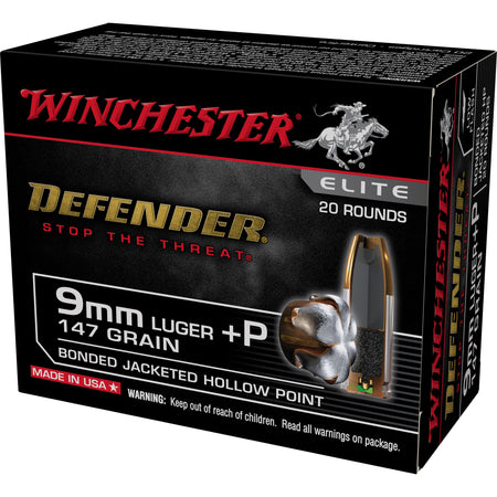 Winchester Defender Elite Bonded Jacket Hollow Point 147 Grain 9mm Luger/Parabellum 1030 fps 020892230958