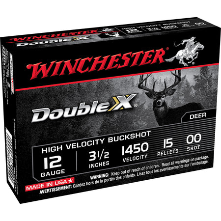 Winchester 12 Gauge Shotgun Ammo Double X High Velocity 15 Pellets 3.5 in 1-7/8 oz 00 Buck