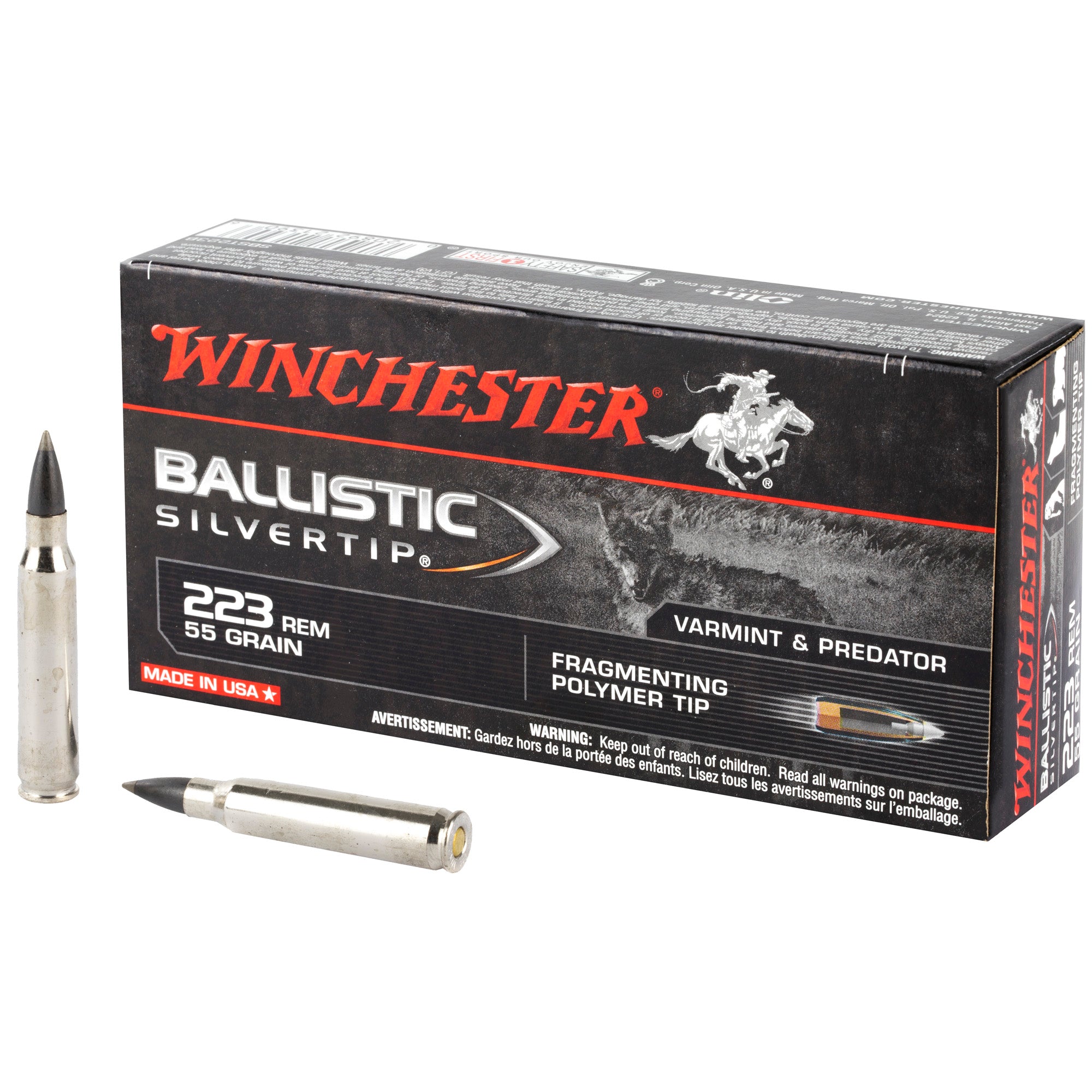Winchester .223 Remington Ballistic Silvertip 55 grain Fragmenting Polymer Tip ammunition