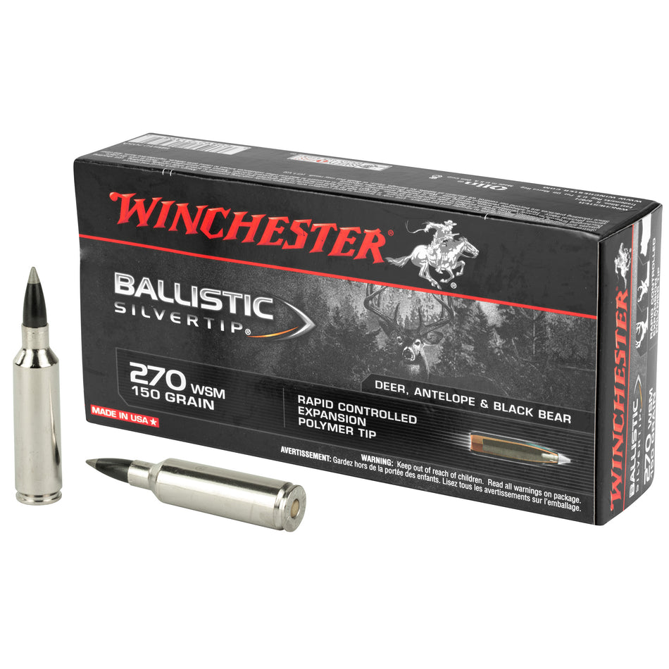 Winchester .270 WSM Ballistic Silvertip 150 grain Rapid Controlled Expansion Polymer Tip ammunition