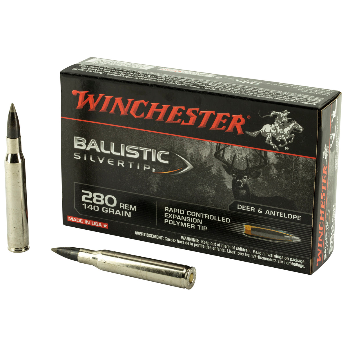 Winchester .280 Remington Ballistic Silvertip 140 grain Rapid Controlled Expansion Polymer Tip ammunition