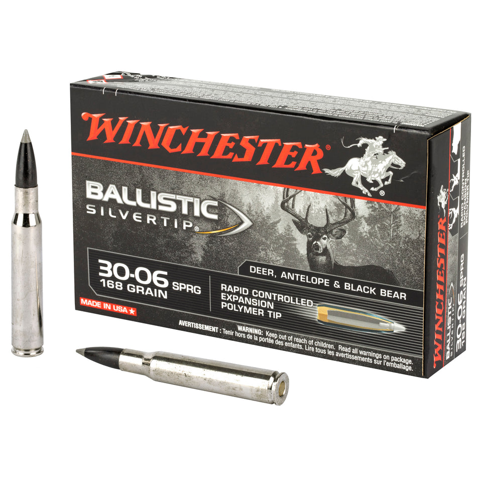 Winchester .30-06 Springfield Ballistic Silvertip 168 grain Rapid Controlled Expansion Polymer Tip ammunition