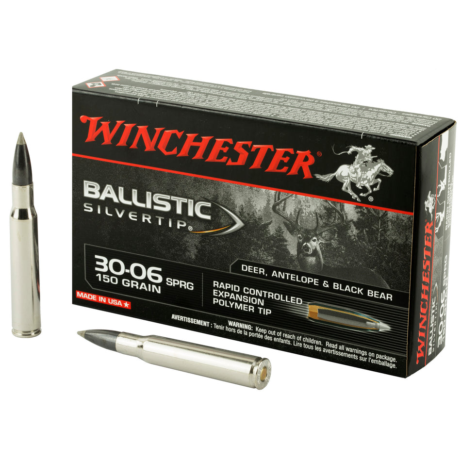 Winchester Ballistic Silvertip Rapid Controlled Expansion Polymer Tip 150 Grain .30-06 Springfield 2900 fps 020892210288