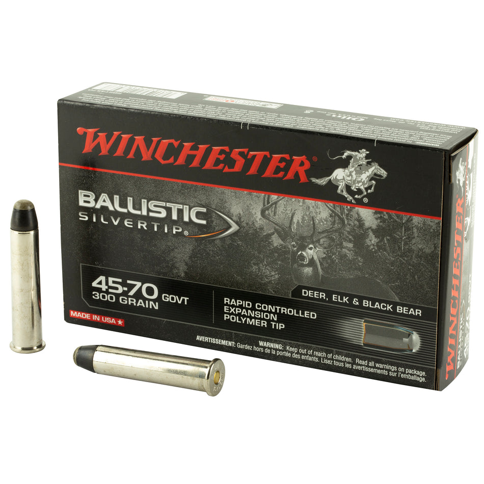 Winchester .45-70 Government Ballistic Silvertip 300 grain Rapid Controlled Expansion Polymer Tip ammunition