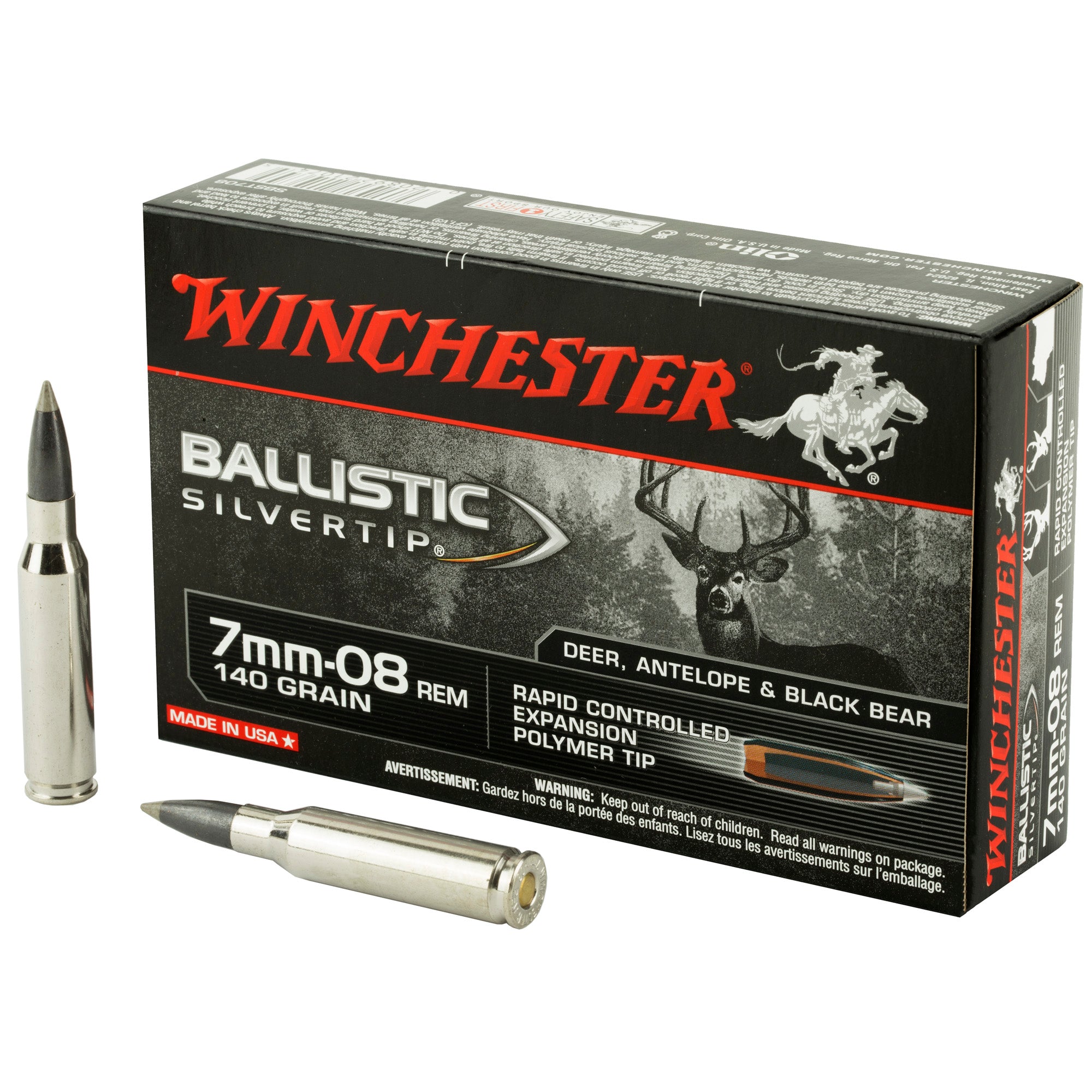 Winchester Ballistic Silvertip Rapid Controlled Expansion Polymer Tip 140 Grain 7mm-08 Remington 2770 fps 020892210745
