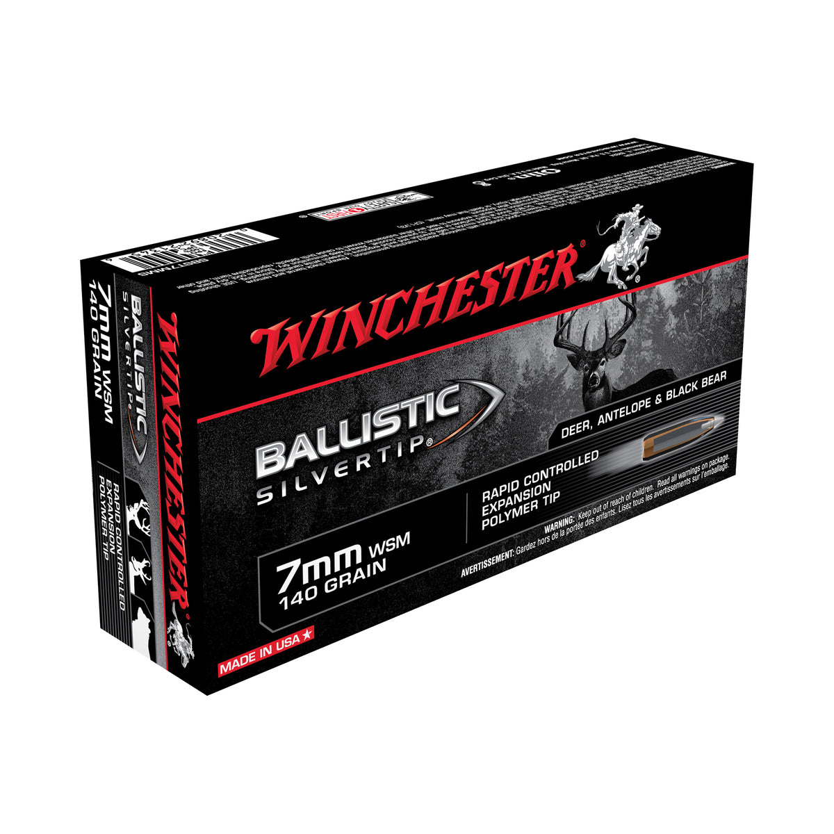 Winchester 7mm WSM Ballistic Silvertip 140 grain Polymer Tip ammunition