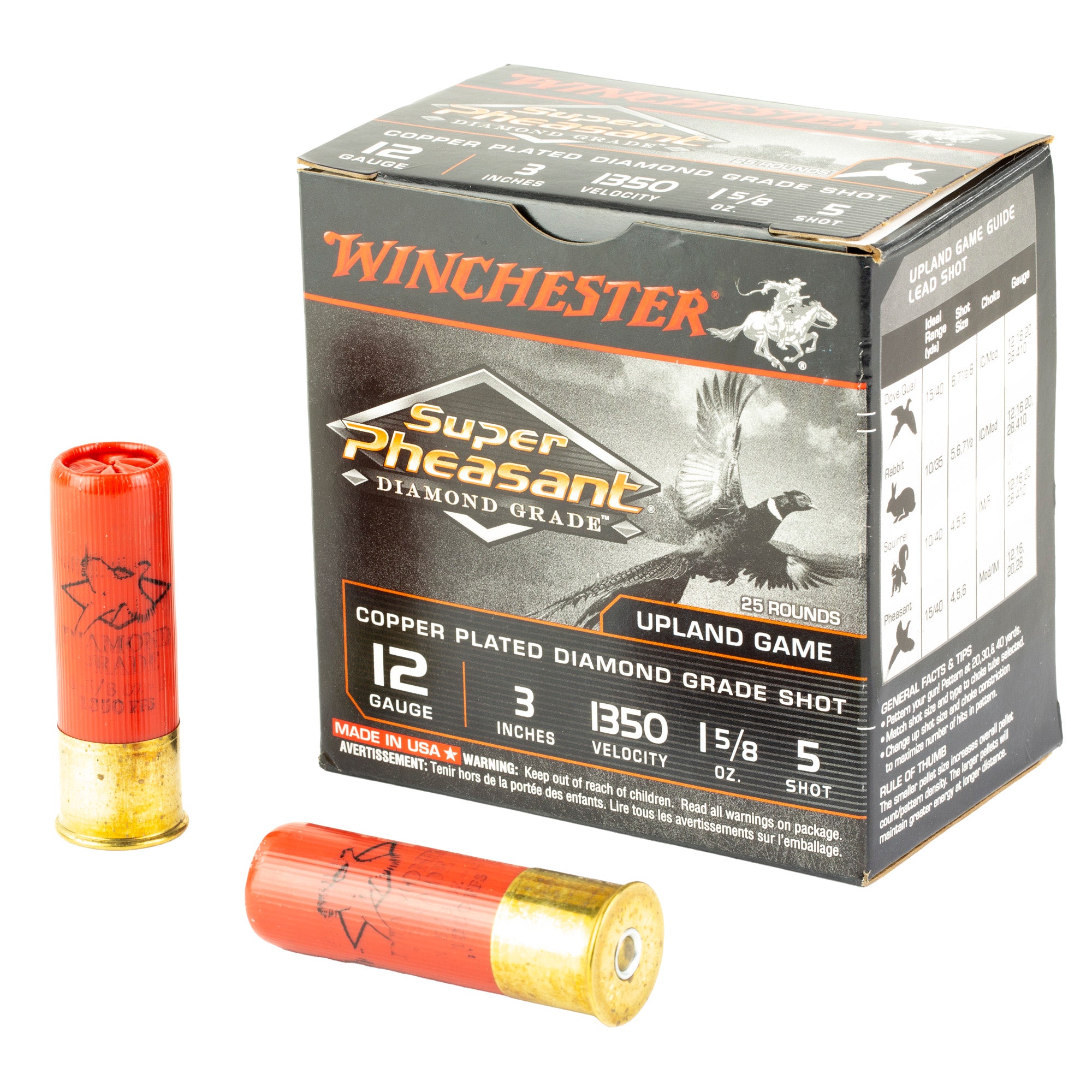 Winchester SPDG1235 Super Pheasant Diamond Grade 12 Gauge 3" 1-5/8oz 5 Shot 1350 fps 020892027145