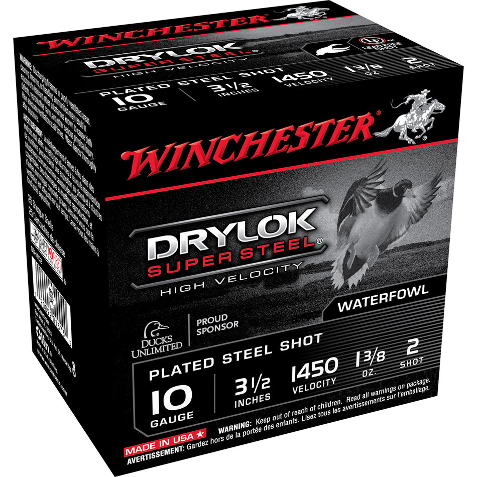 Winchester SSH102 Drylok Super Steel High Velocity 10 Gauge 3.5" 1-3/8oz 2 Shot 1450 fps 020892013735