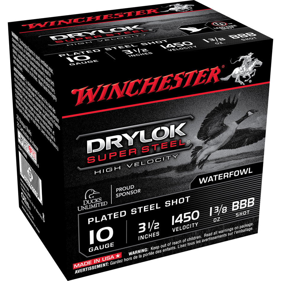 Winchester SSH10BBB Drylok Super Steel High Velocity 10 Gauge 3.5" 1-3/8oz Steel Shot 1450 fps 020892011793