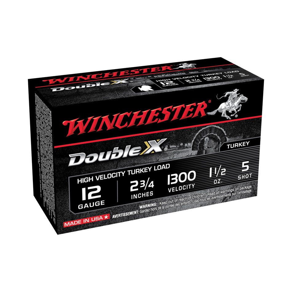 Winchester 12 Gauge Shotgun Ammo Double X High Velocity Turkey 2.75 in 1-1/2 oz #5