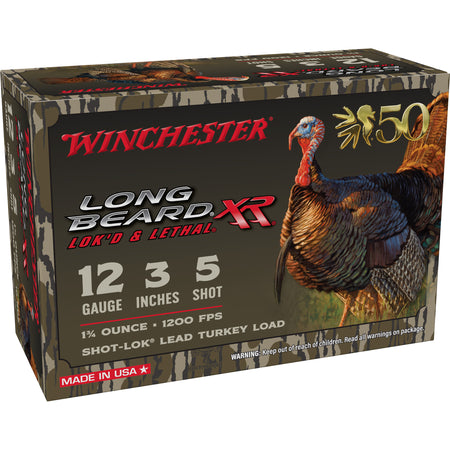Winchester 12 Gauge Shotgun Ammo Long Beard XR Shot-Lok NWTF Limited Edition Turkey 3 in 1-3/4 oz #5