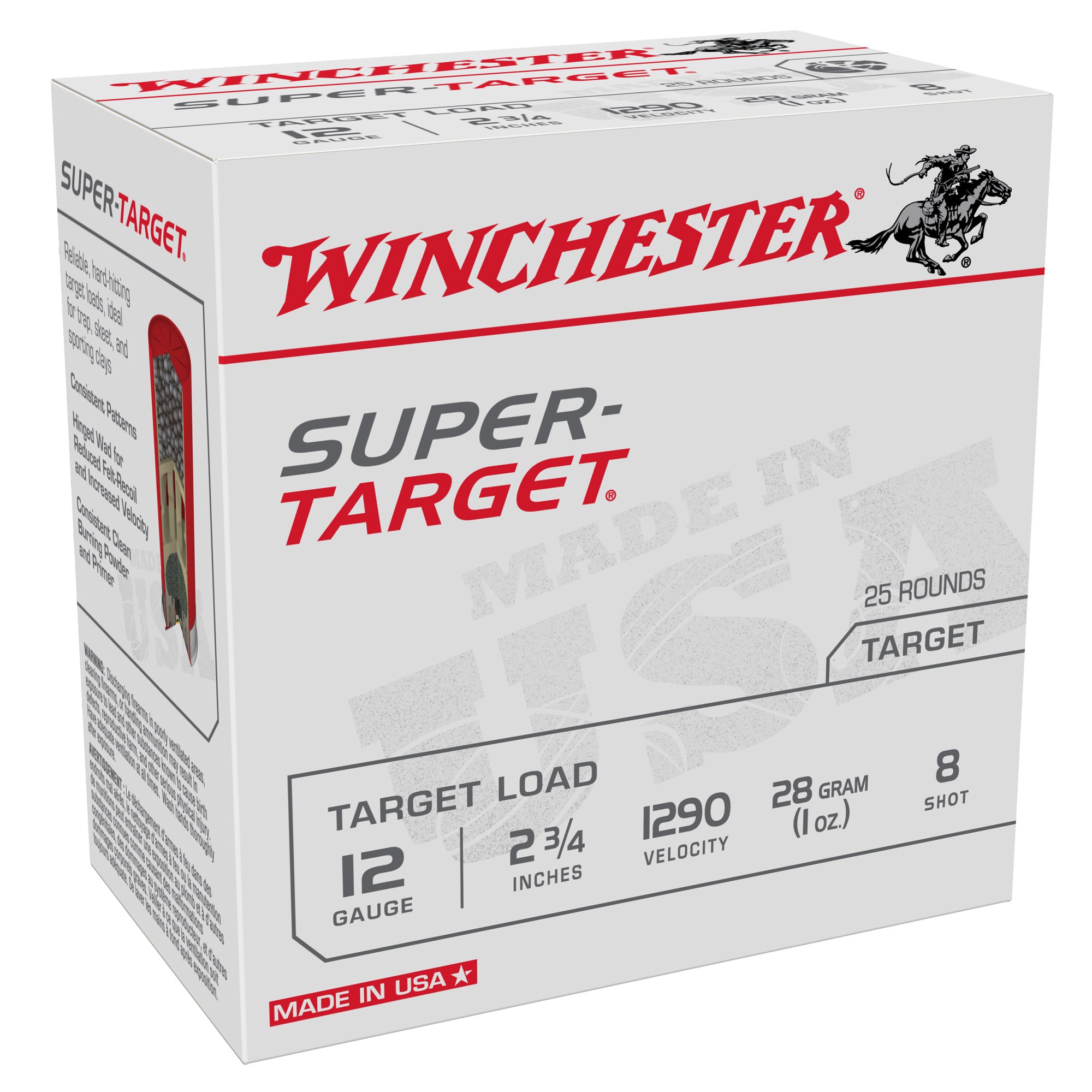 Winchester TRGT12908 Super-Target Light Target 12 Gauge 2.75" 1oz 8 Shot 1290 fps 020892025226