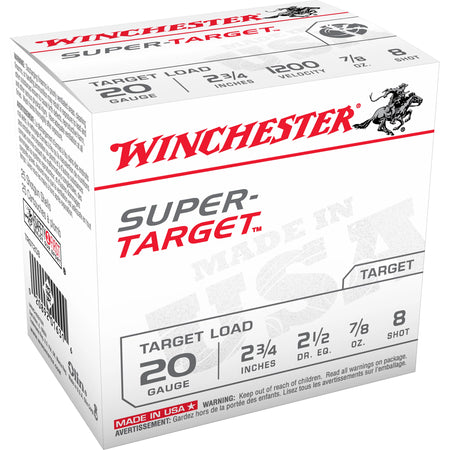 Winchester TRGT208 Super-Target Heavy 20 Gauge 2.75" 7/8oz 8 Shot 1200 fps 020892016316