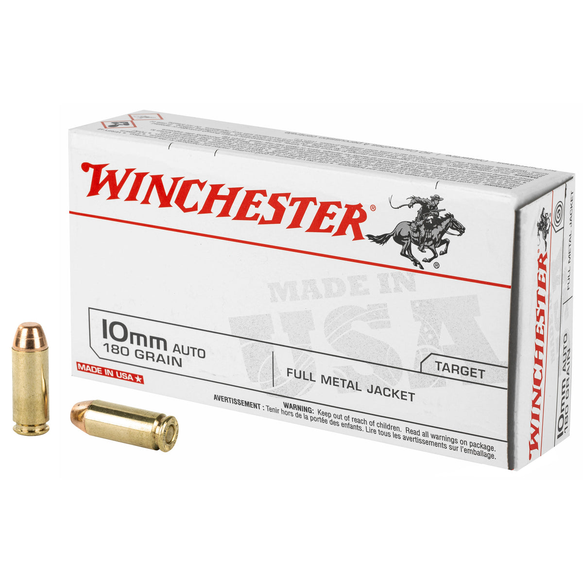Winchester 10mm Auto USA White Box 180 grain Full Metal Jacket ammunition
