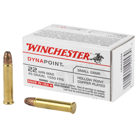 Winchester USA Dynapoint Pistol Ammo 22 Mag 45 grain Copper Plated Hollow Point (CPHP)