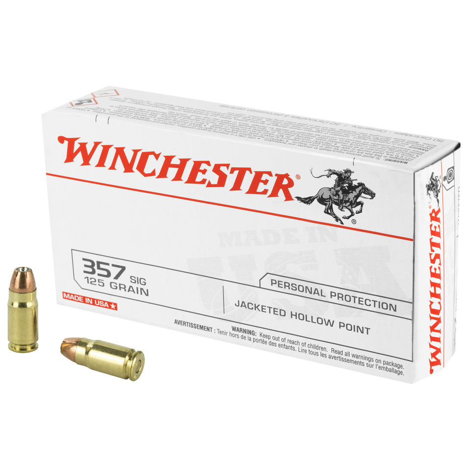 Winchester .357 Sig USA 125 grain Jacketed Hollow Point ammunition