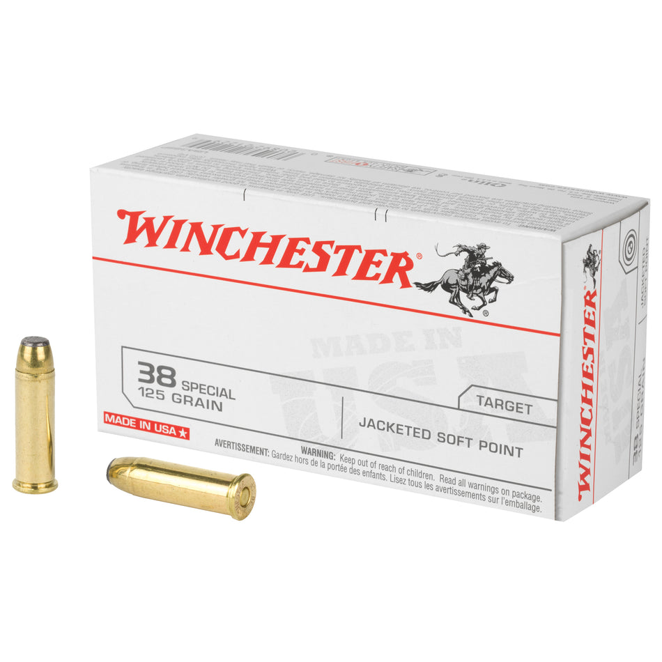 Winchester USA Jacketed Soft Point 125 Grain .38 Special 850 fps 020892212299