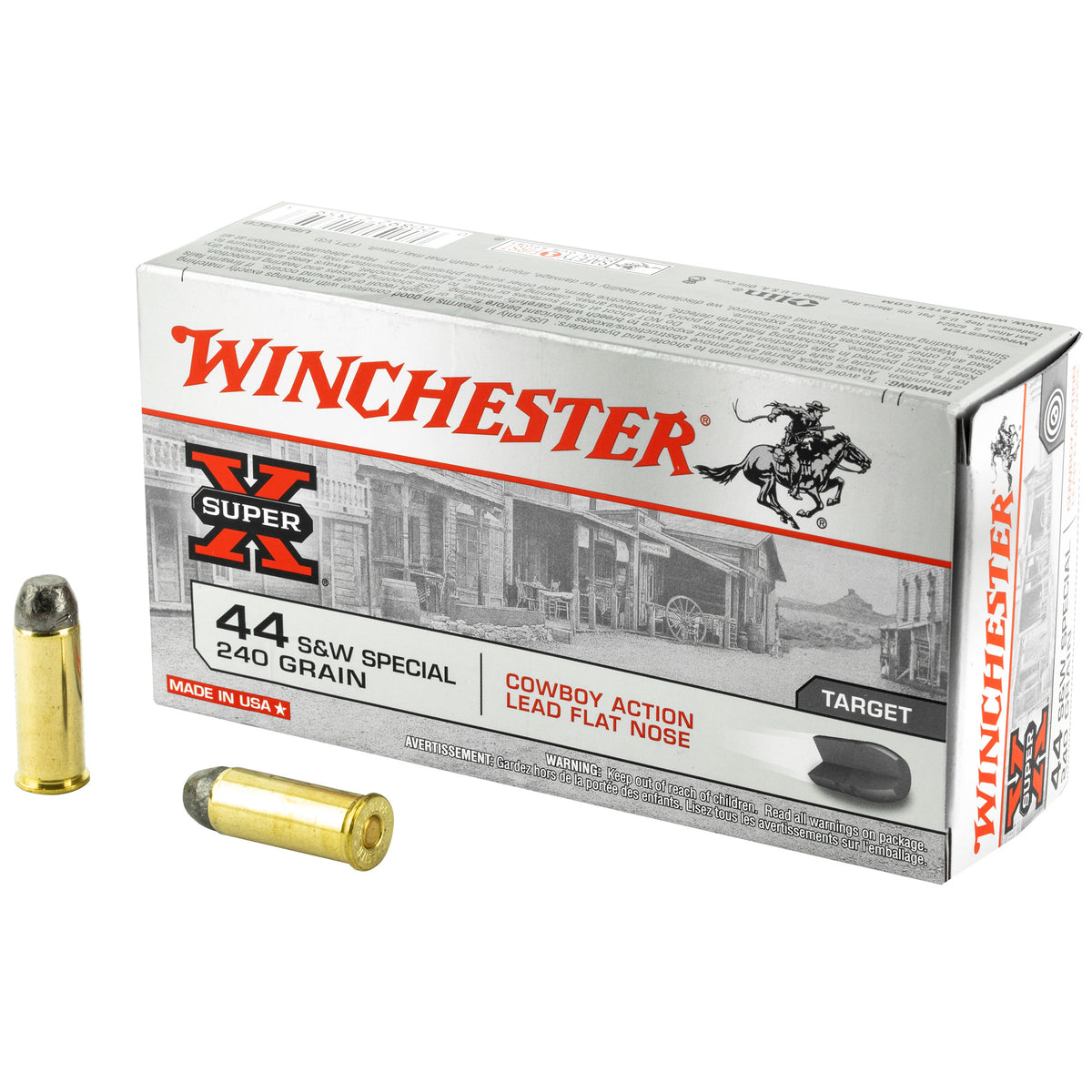 Winchester USA Super X Cowboy Action Lead Flat Nose 240 Grain .44 S&W Special 750 fps 020892213593
