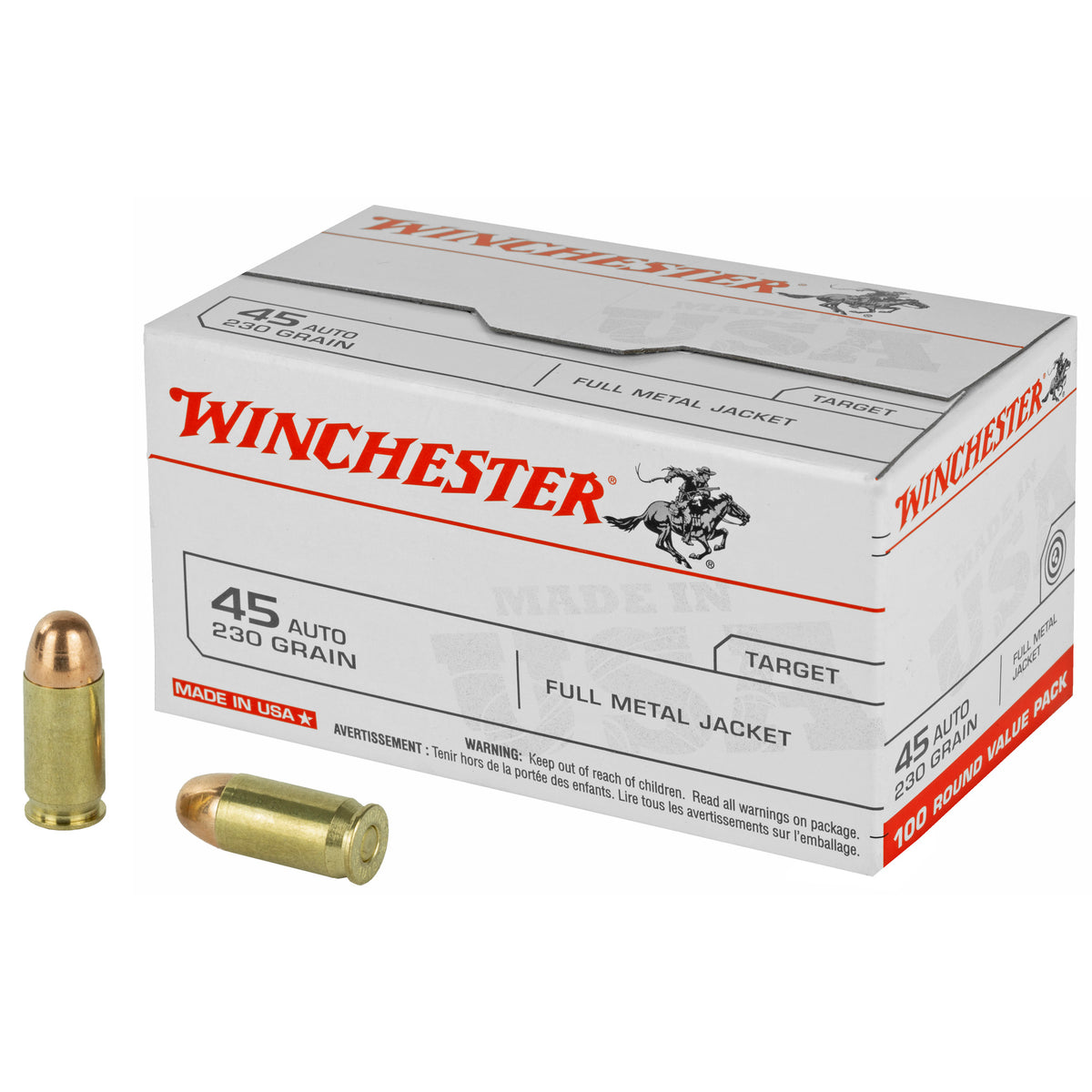 Winchester .45 ACP/Auto USA Range Pack 230 grain Full Metal Jacket ammunition