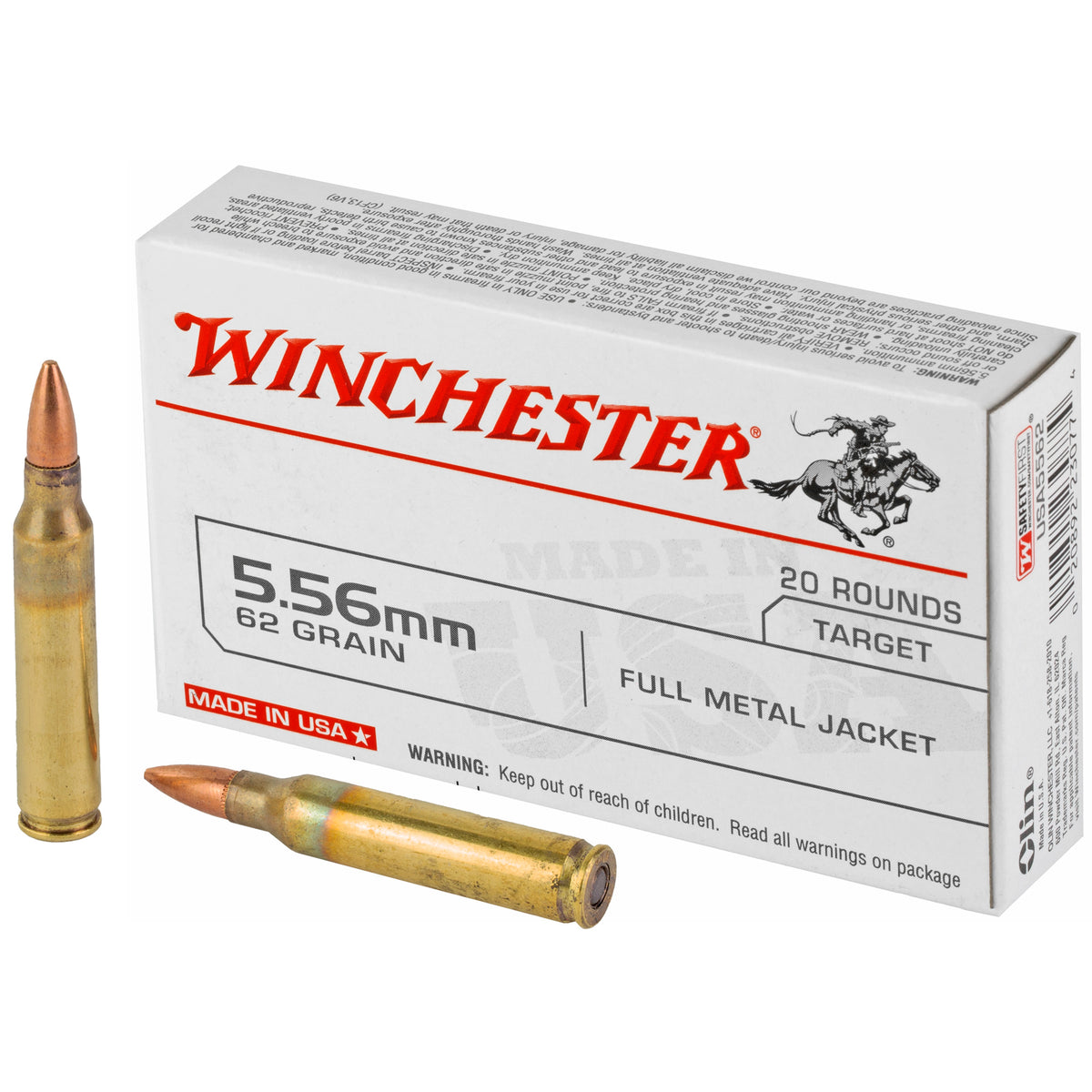 Winchester 5.56x45mm NATO USA 62 grain Full Metal Jacket ammunition