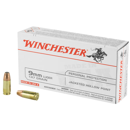 Winchester USA Jacketed Hollow Point 147 Grain 9mm Luger/Parabellum 990 fps 020892213517