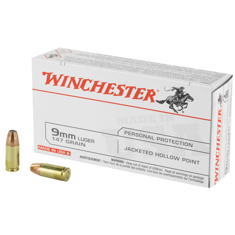 Winchester USA Jacketed Hollow Point 147 Grain 9mm Luger/Parabellum 990 fps 020892213517