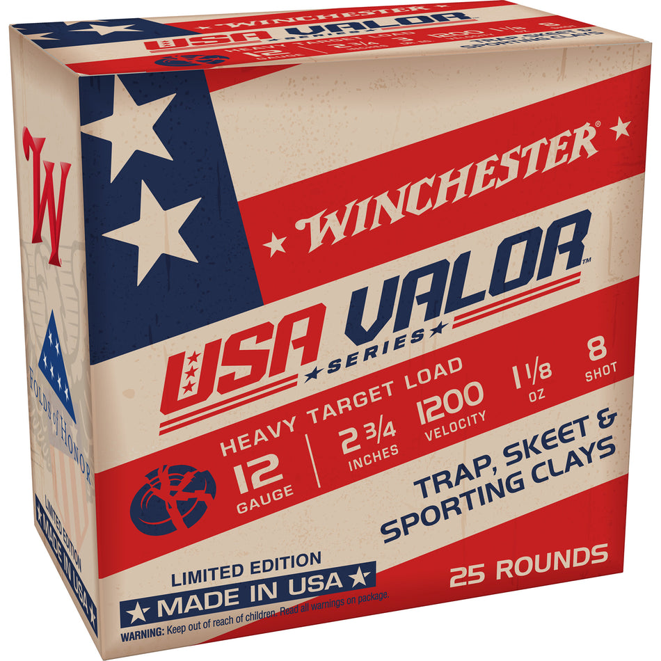 Winchester 12 Gauge Shotgun Ammo USA VALOR 2.75 in 1-1/8 oz #8
