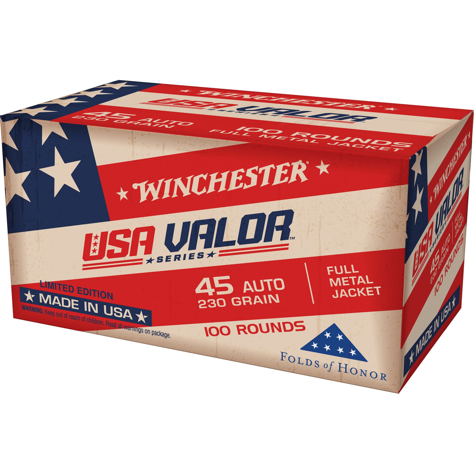 Winchester .45 ACP/Auto USA Valor 230 grain Full Metal Jacket ammunition