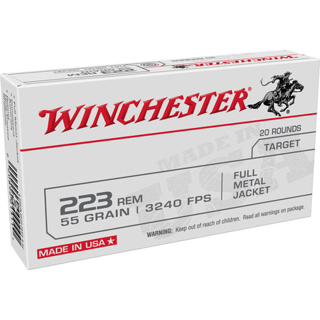 Winchester USA Full Metal Jacket 55 Grain .223 Remington 3240 fps 020892213111