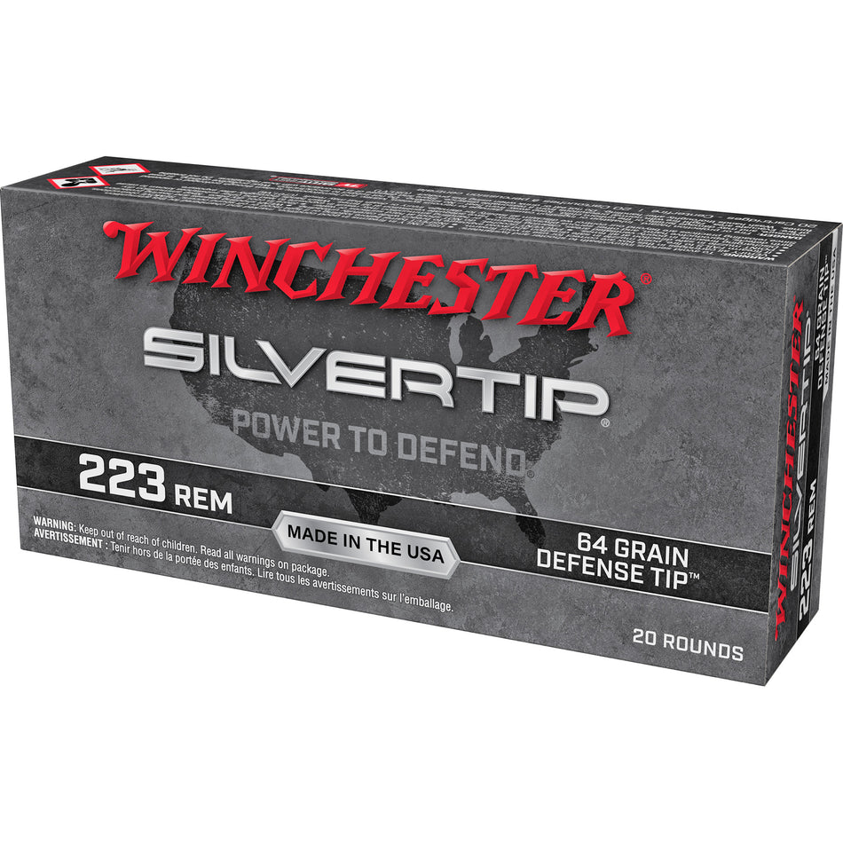 Winchester Silvertip Defense Tip 64 Grain .223 Remington 2700 fps 020892229877