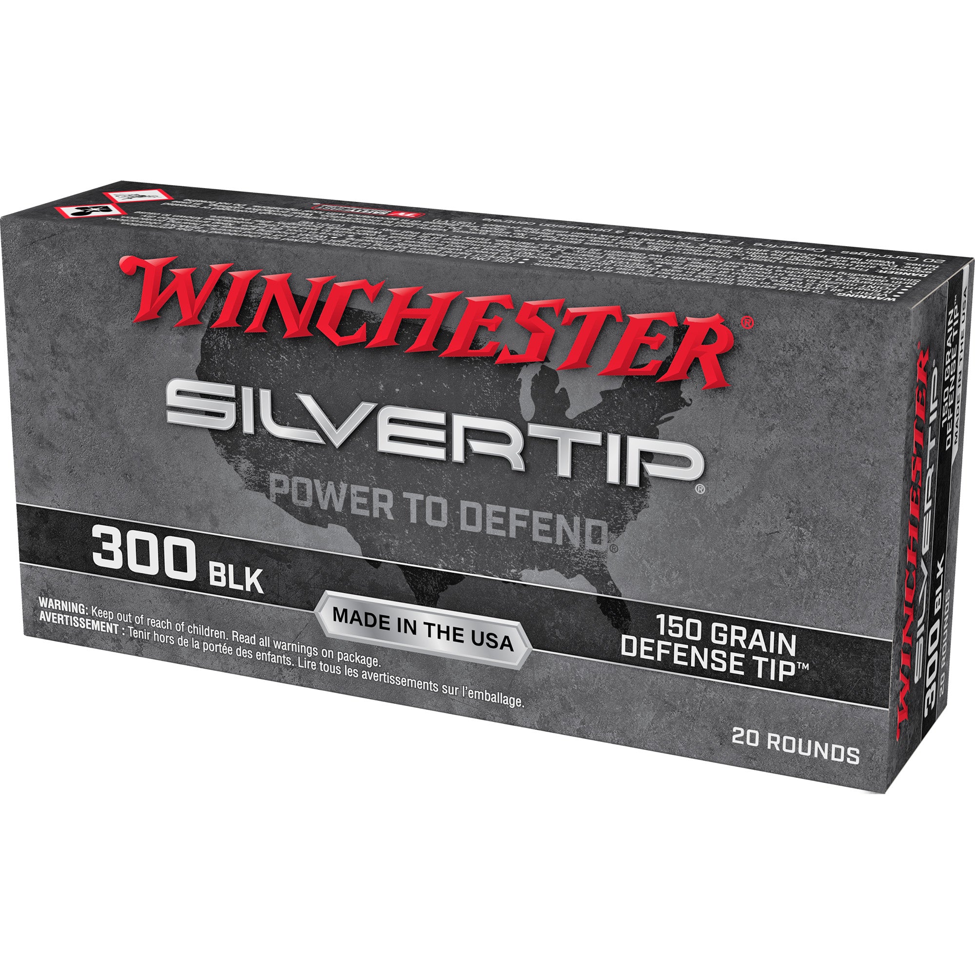 Winchester Silvertip Defense Tip 150 Grain .300 AAC Blackout 1900 fps 020892229891