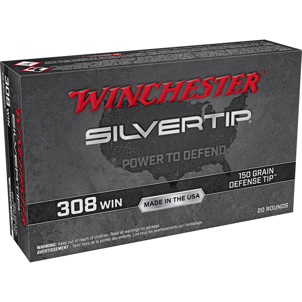 Winchester .308 Win / 7.62x51mm Silvertip 150 grain Defense Tip ammunition