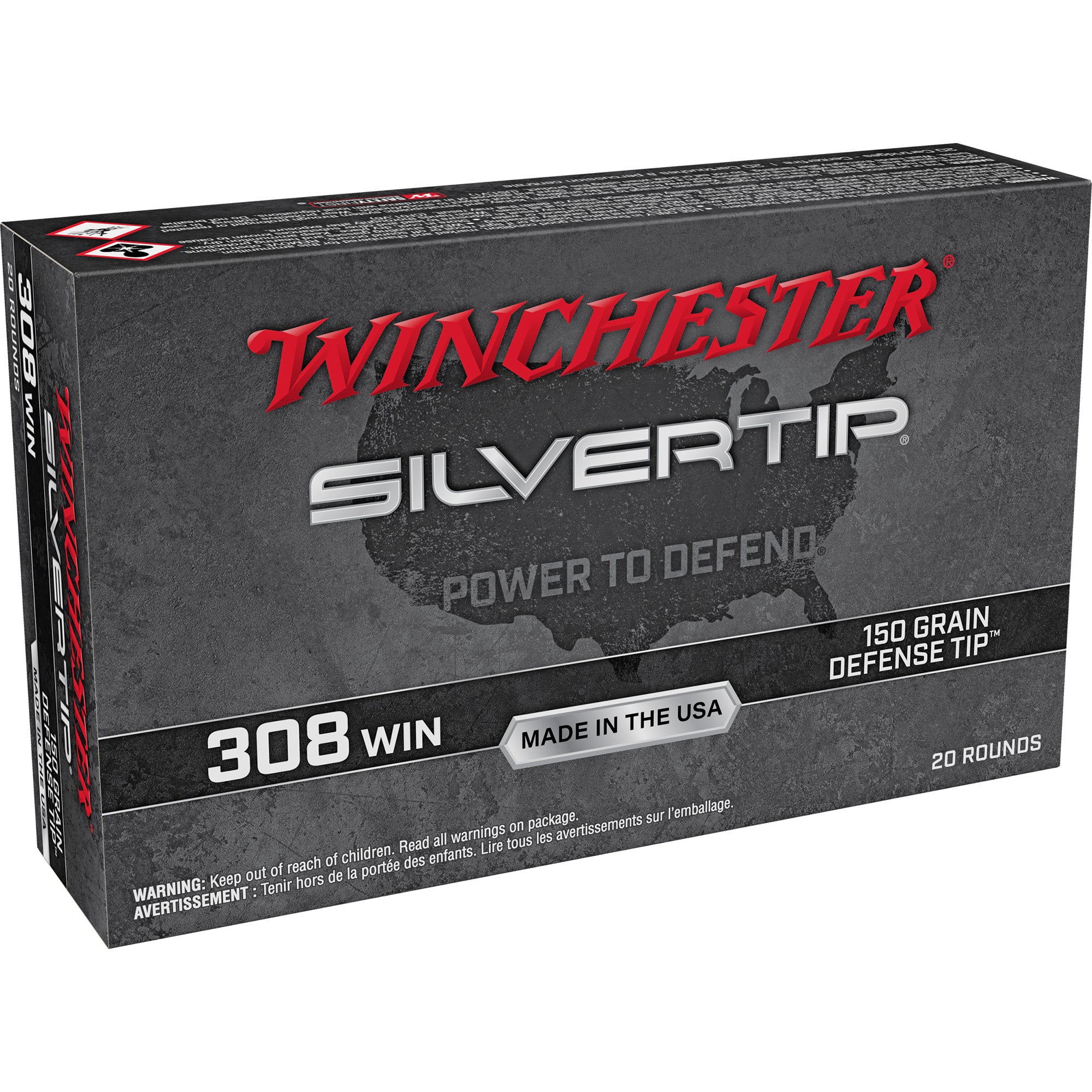 Winchester .308 Win / 7.62x51mm Silvertip 150 grain Defense Tip ammunition