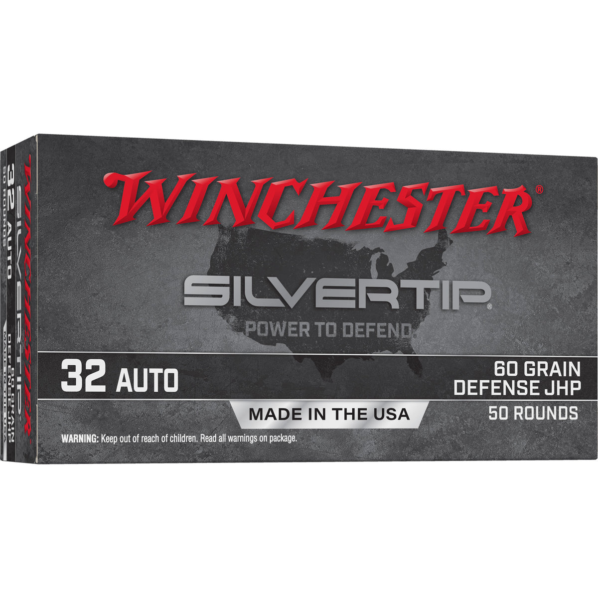 Winchester .32 ACP Silvertip 60 grain Jacketed Hollow Point ammunition