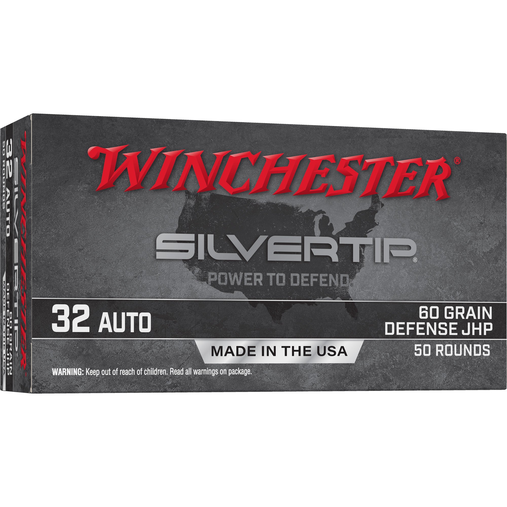 Winchester .32 ACP Silvertip 60 grain Jacketed Hollow Point ammunition
