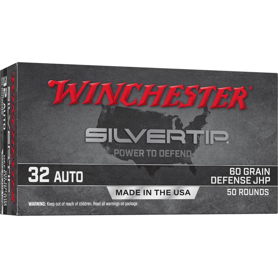Winchester .32 ACP Silvertip 60 grain Jacketed Hollow Point ammunition