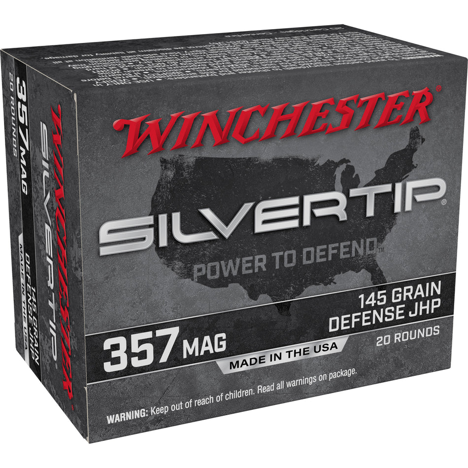 Winchester .357 Magnum Silvertip 145 grain Silvertip Jacket Hollow Point ammunition