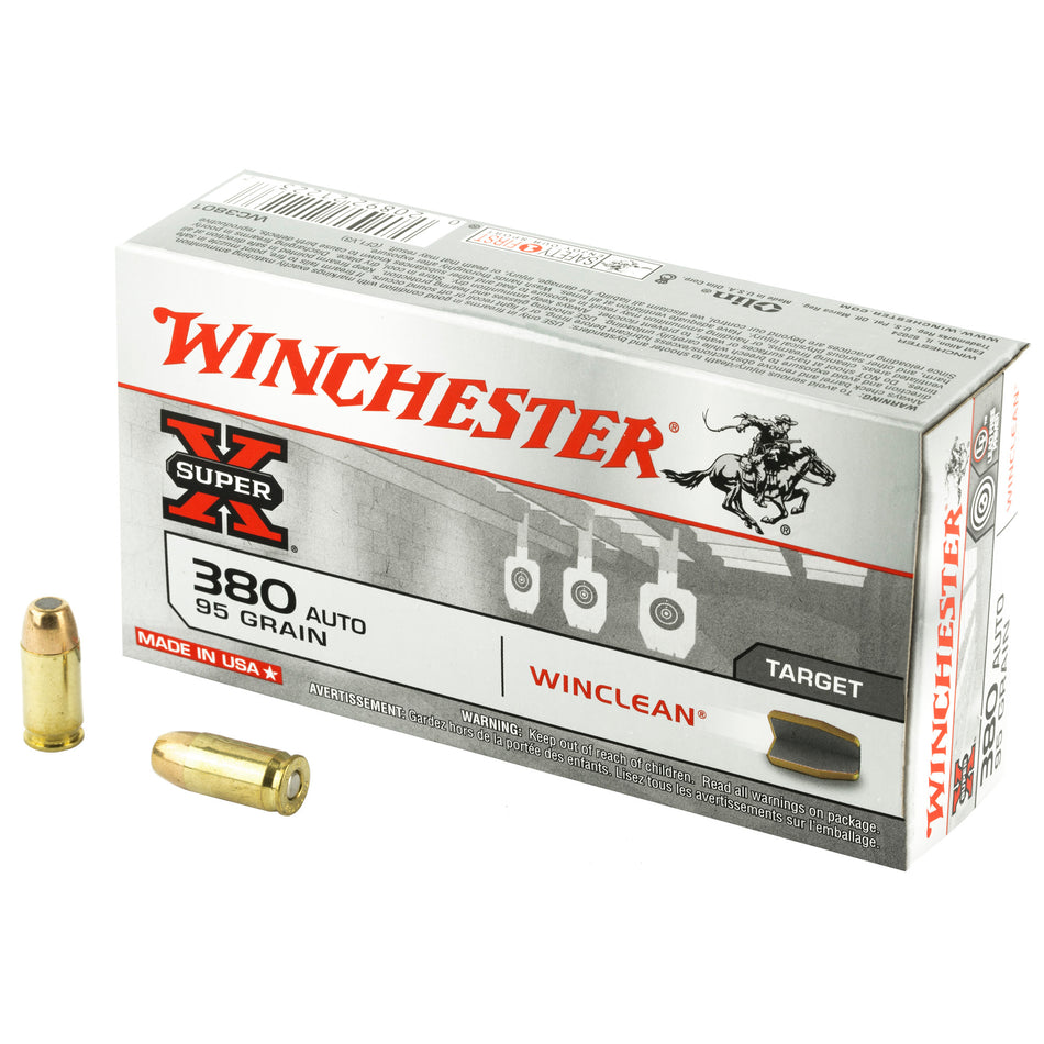 Winchester Super-X WinClean Winclean Brass Enclosed Base 95 Grain .380 ACP/Auto 955 fps 020892212237