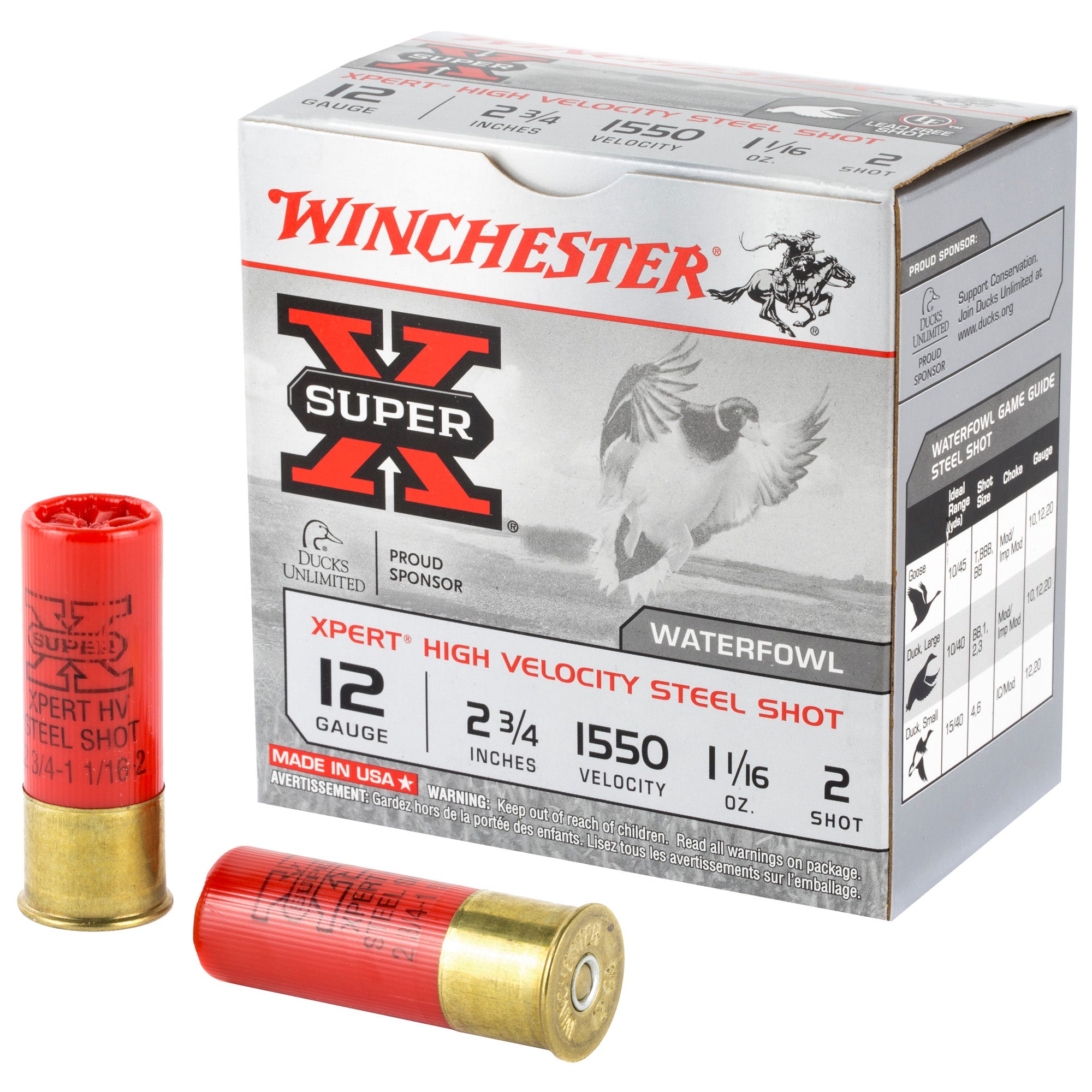 Winchester WEX122 Super X Xpert 12 Gauge 2.75" 1-1/16oz 2 Shot 1550 fps 020892015616