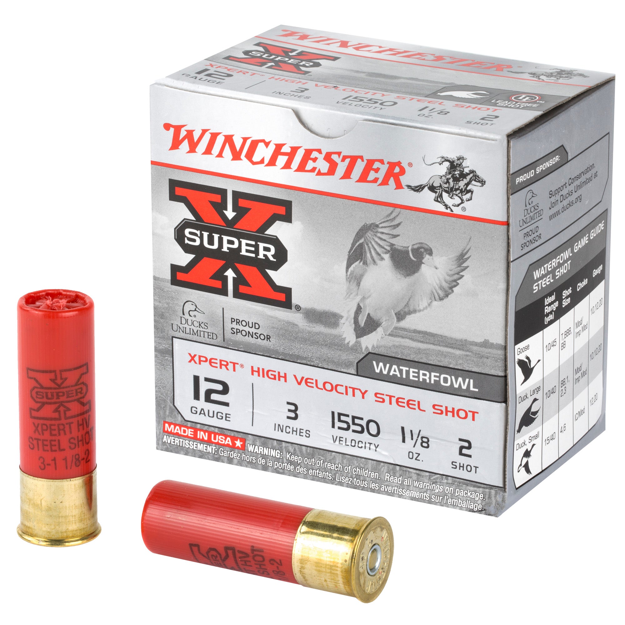 Winchester WEX1232 Super X Xpert 12 Gauge 3" 1-1/8oz 2 Shot 1550 fps 020892015531