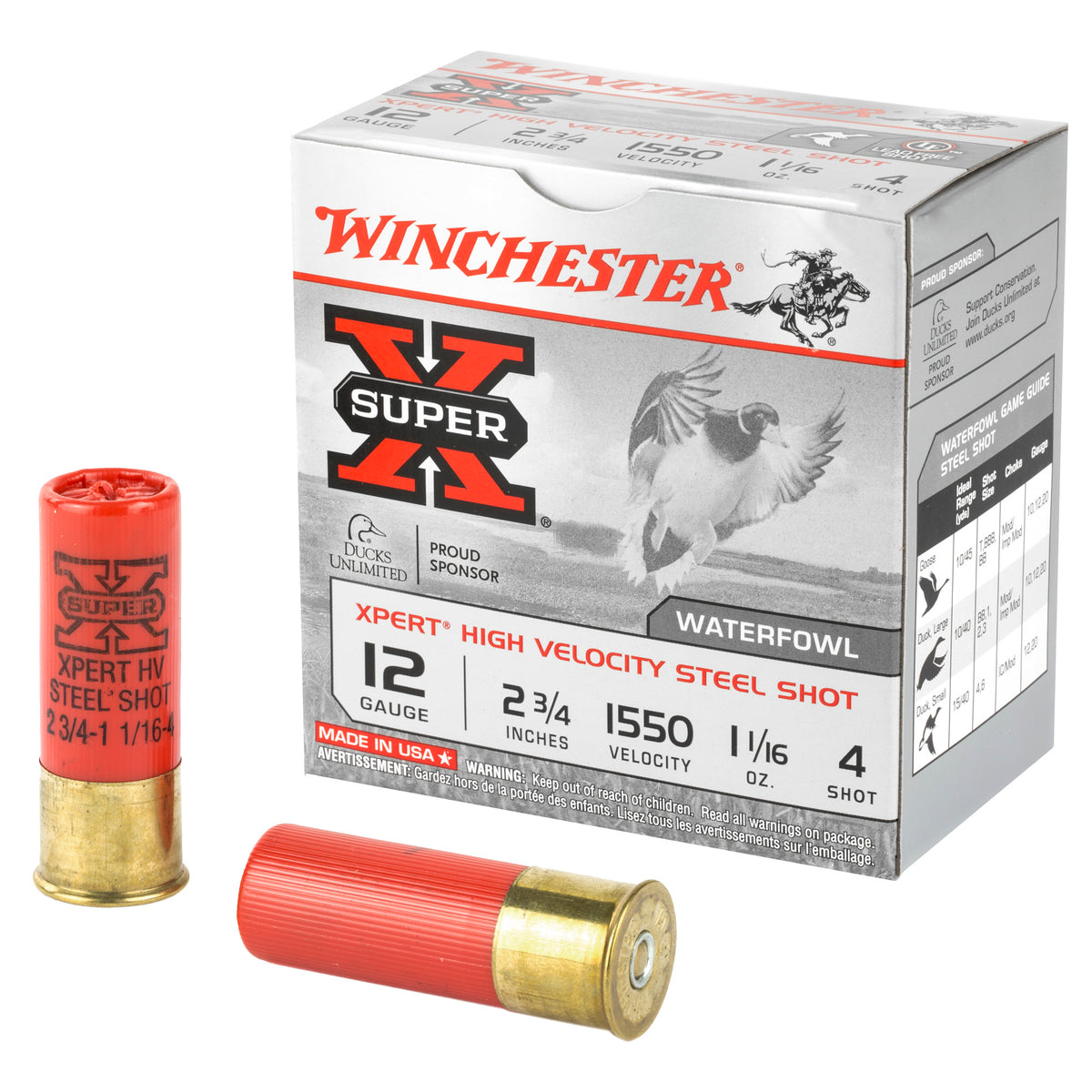 Winchester WEX124 Super X Xpert 12 Gauge 2.75" 1-1/16oz 4 Shot 1550 fps 020892015654