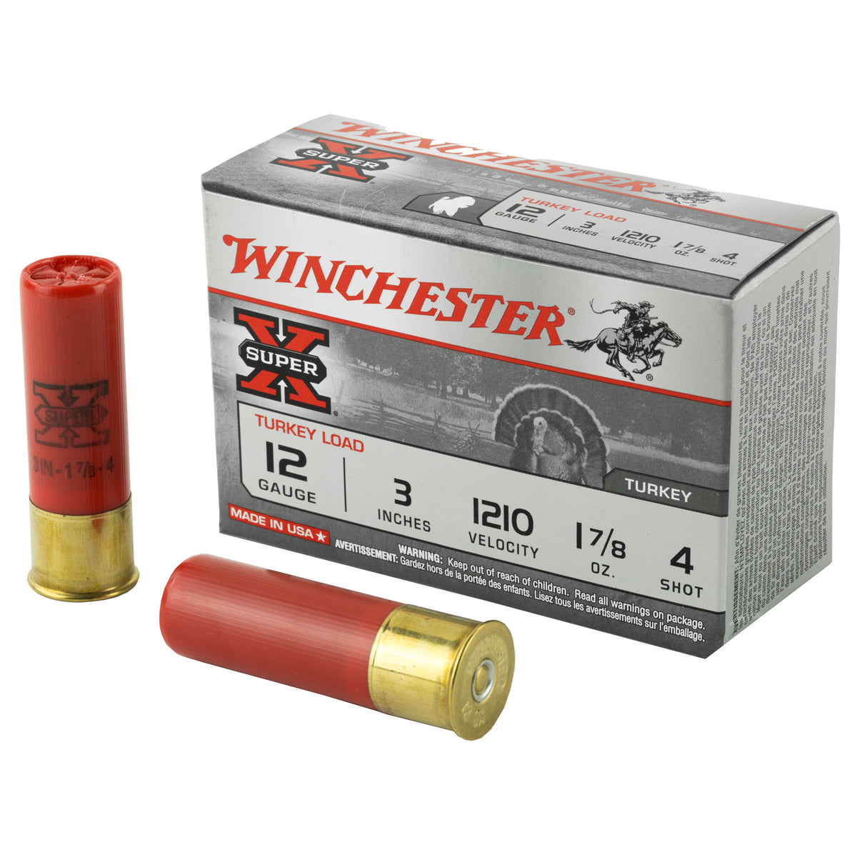 Winchester X123MT4 Super X Magnum 12 Gauge 3" 1-7/8oz 4 Shot 1210 fps 020892011175