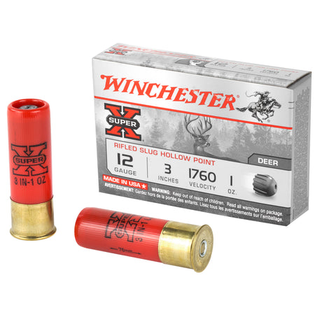 Winchester X123RS15 Super X Rifled Slug Hollow Point 12 Gauge 3" 1oz Rifled Slug 1760 fps 020892009585