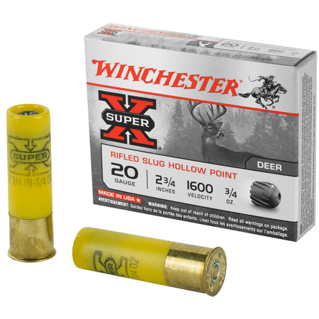 Winchester X20RSM5 Super X Slugs 20 Gauge 2.75" 3/4oz Rifled Slug 1600 fps 020892000421