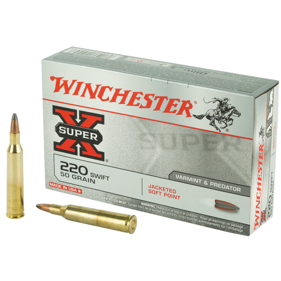 Winchester .220 Swift Super-X 50 grain Jacketed Soft Point ammunition
