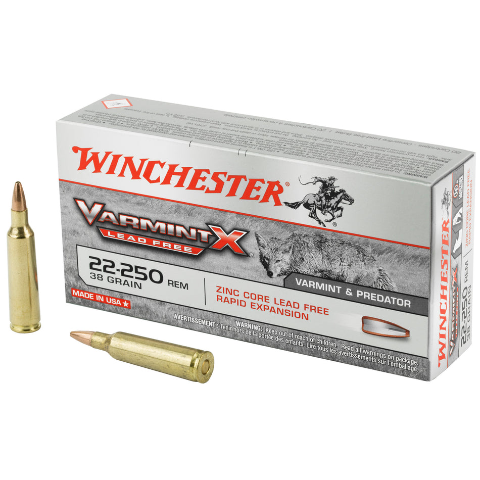 Winchester .22-250 Remington Varmint X Lead Free 38 grain Lead Free Polymer Tip Rapid Expansion ammunition